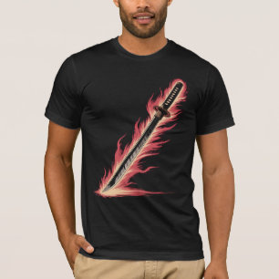 Flaming Sword Tee   Fire Blade Graphic Shirt