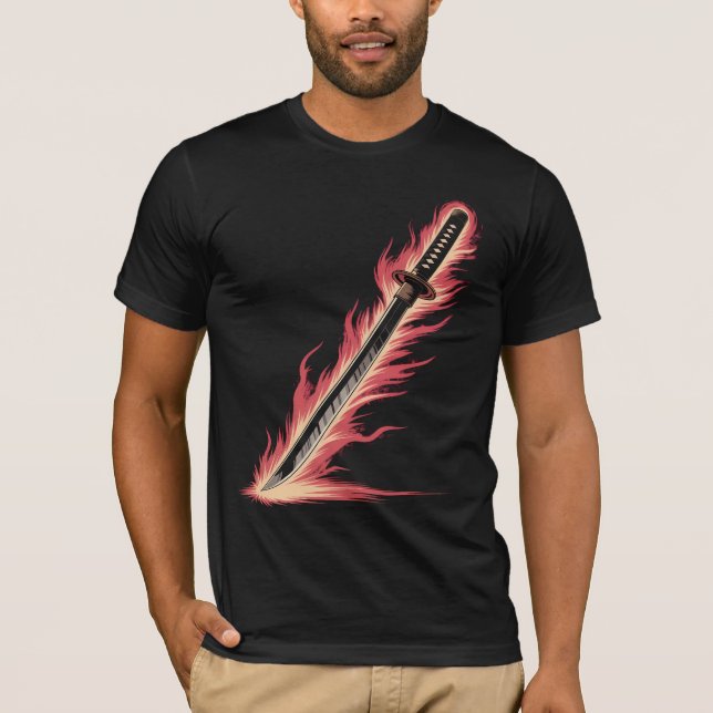 Flaming Sword Tee | Fire Blade Graphic Shirt (Front)