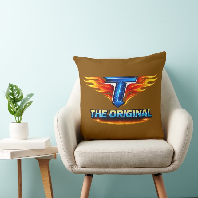 Flaming T The Original Fire Graphic Throw Pillow 2 (Chair)