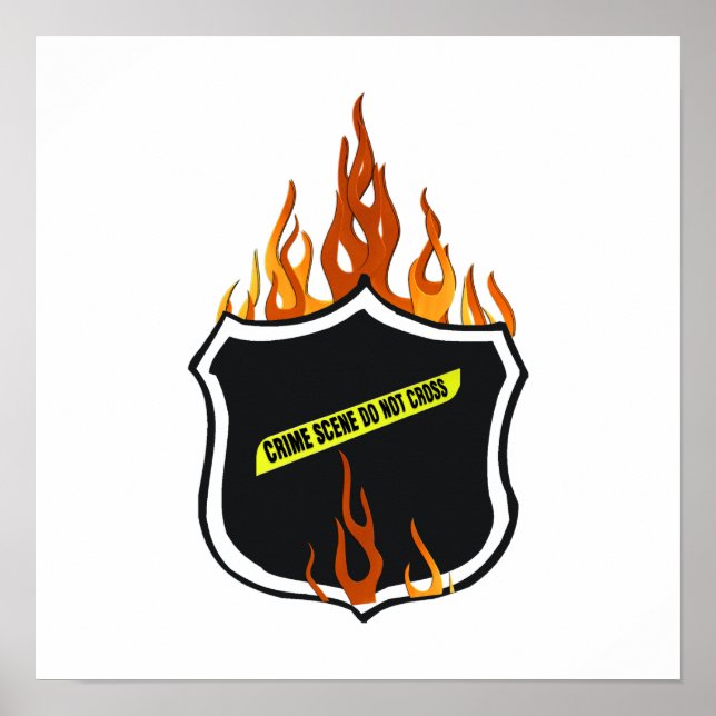 Flaming Tattoo Police Badge Poster (Front)