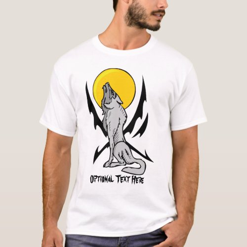 Flaming Tattoo Style Howling Wolf T_Shirt