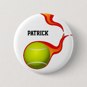 flaming Tennis ball Pinback Button