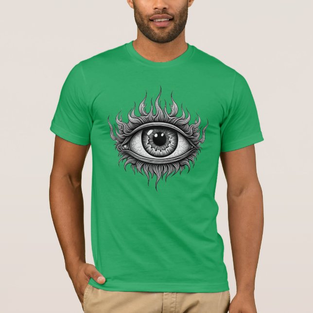 Flaming Third Eye Design T-Shirt (Front)