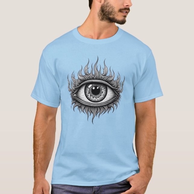 Flaming Third Eye Design T-Shirt (Front)