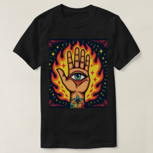 Flaming Third Eye Hand T-Shirt