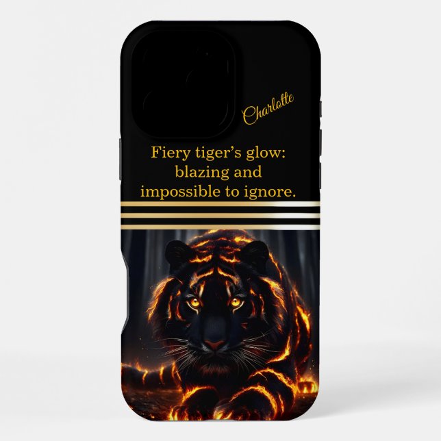 Flaming tiger prowls the night iphone case (Back)
