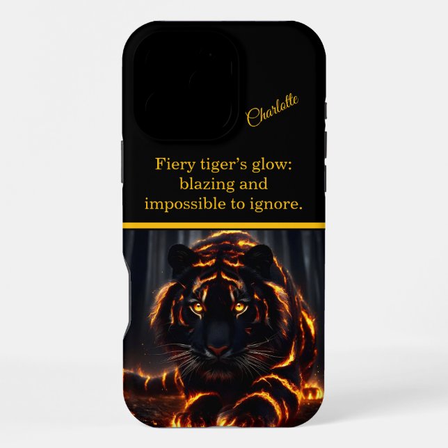 Flaming tiger prowls the night iphone case (Back)