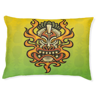 Flaming Tiki Pineapple Pattern Pet Bed