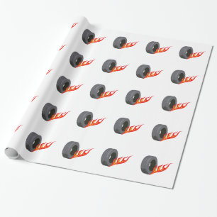 FLAMING TIRE WRAPPING PAPER