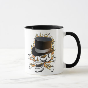 Flaming Top Hat Skull Mug