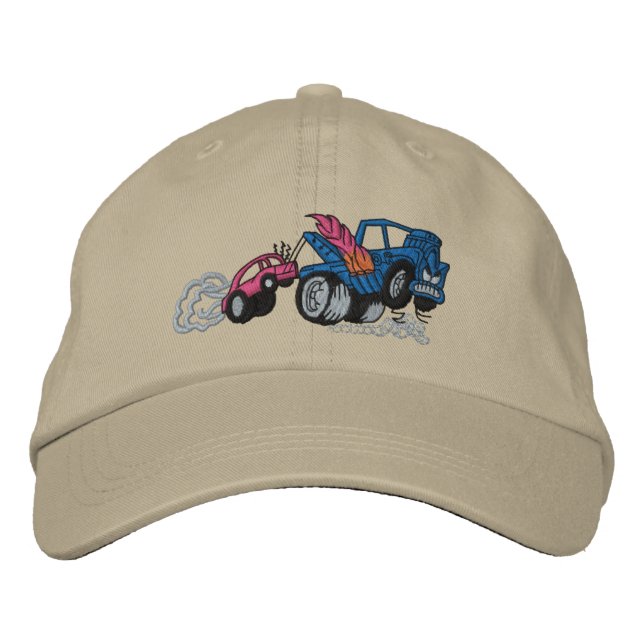 Flaming Tow Truck Embroidered Baseball Cap (Front)