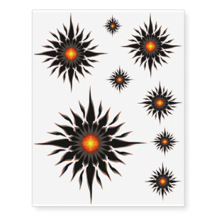 Flaming Tribal Sun Multiple Temporary Tattoos