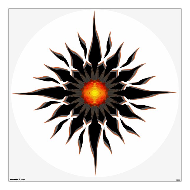 Flaming Tribal Sun Wall Sticker (Front)