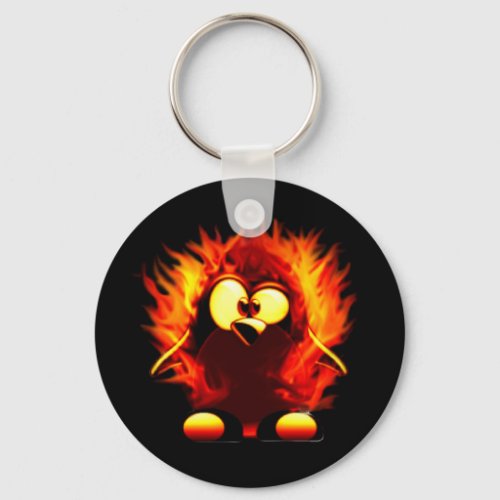 Flaming Tux Penguin Torch Keychain