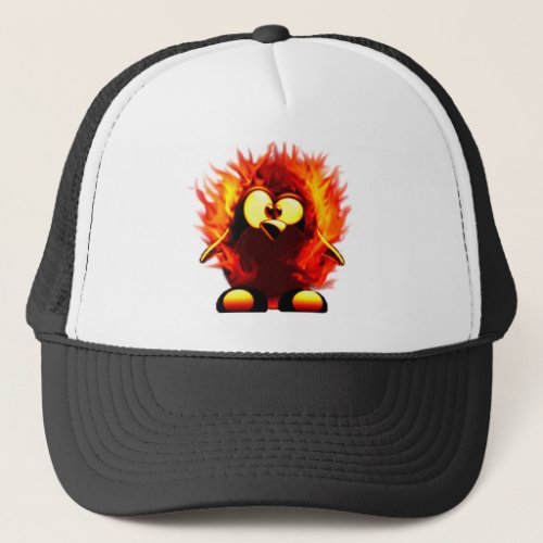 Flaming Tux Penguin Torch Trucker Hat