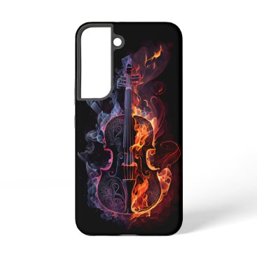 Flaming Violin Black AI Art Samsung Galaxy S22 Case