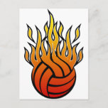 Flaming Volleyball Postcard
