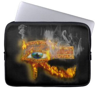 Flaming Wadjet Eye of Horus Papyrus Laptop Sleeve