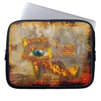 Flaming Wadjet Eye of Horus Papyrus Laptop Sleeve