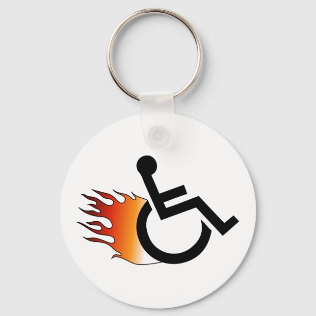 Flaming Wheelchair Keychain (Front)