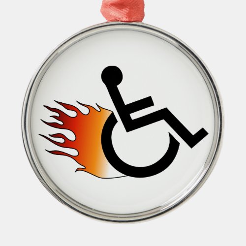 Flaming Wheelchair Metal Ornament