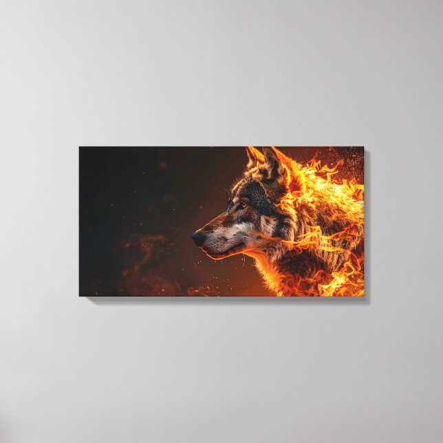 Flaming wolf canvas print (Front)