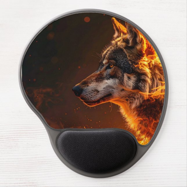 Flaming wolf gel mouse pad (Front)