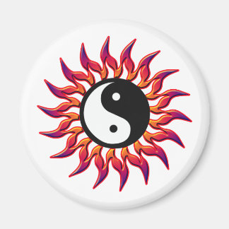 Flaming Yin Yang Sun Magnet