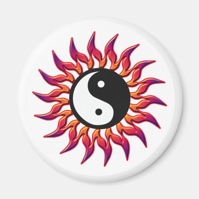 Flaming Yin Yang Sun Magnet (Front)