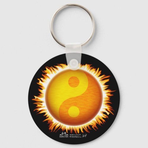 Flaming Yin Yang Sun Symbol Keychain