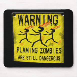 Flaming Zombies Warning Mousepad