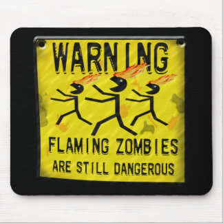 Flaming Zombies Warning Mousepad