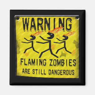 Flaming Zombies Warning Sign Magnets