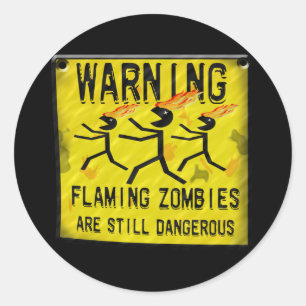 Flaming Zombies Warning Stickers