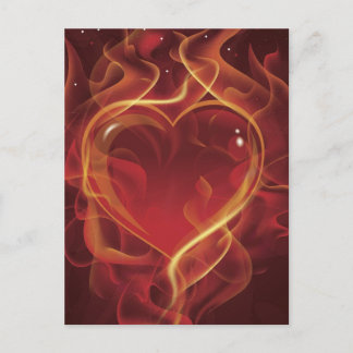 FlamingHeart fire dark red love flames heart shape Postcard
