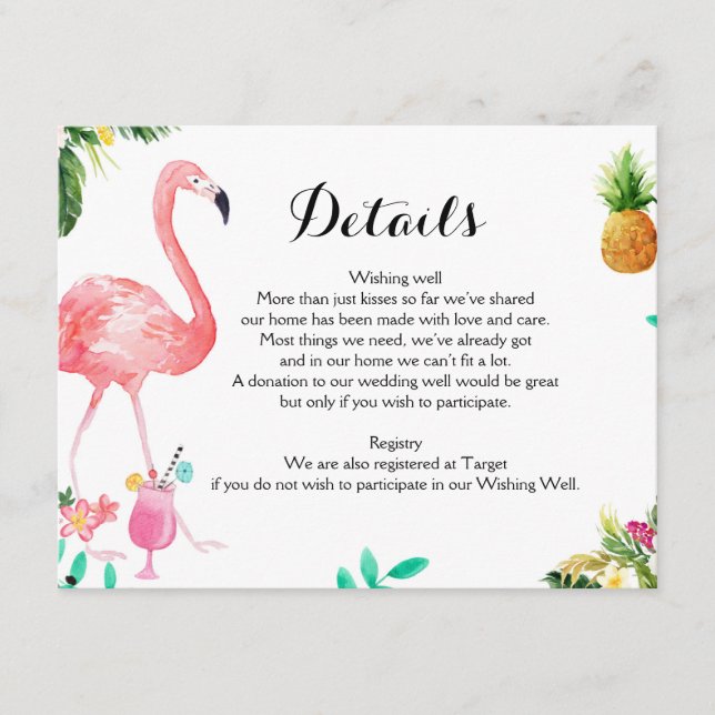 Flamingle Bachelorette Weekend Details Card (Front)