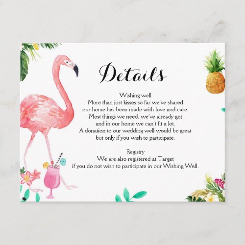 Flamingle Bachelorette Weekend Details Card