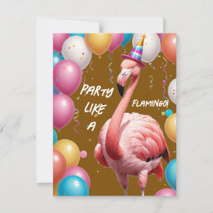 Flamingle & Feast – Funny Flamingo Birthday Surpri Postcard