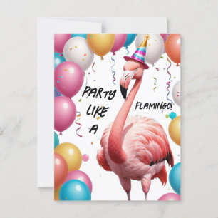 Flamingle & Feast – Funny Flamingo Birthday Surpri Postcard