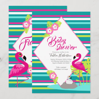 Flamingle flamingo baby shower invitations