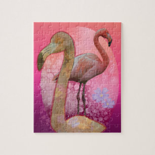 Flamingle Floral Flamingo Jigsaw Puzzle