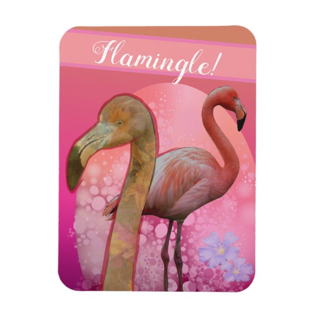 Flamingle Floral Flamingo Magnet (Vertical)