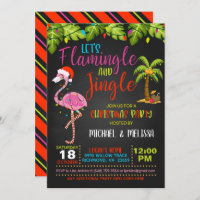 Flamingle & Jingle Christmas Party Invitation - Bl