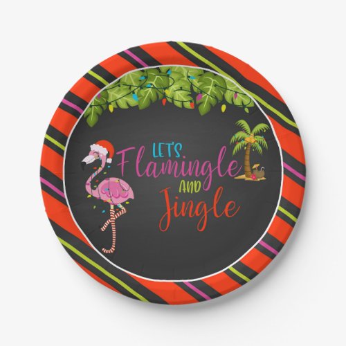 Flamingle  Jingle Christmas Party Paper Plate _ B