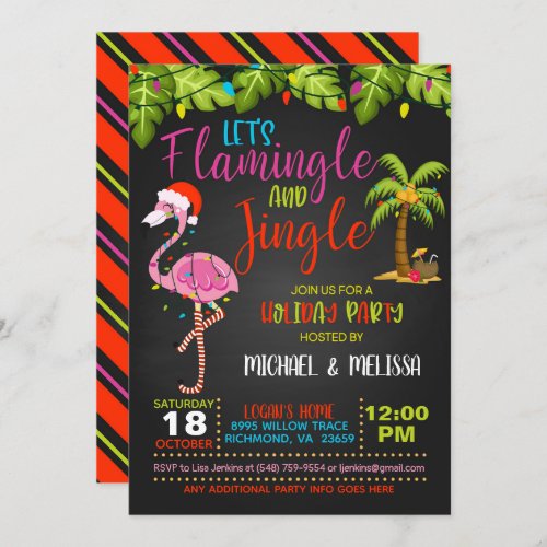 Flamingle  Jingle Holiday Party Invitation _ Bl