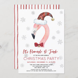 Flamingle & Jingle Santa Flamingo Christmas Party Invitation