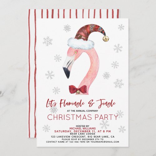 Flamingle  Jingle Santa Flamingo Christmas Party Invitation