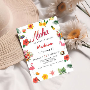 Flamingle Luau Floral Tropical Summer Birthday Inv Invitation