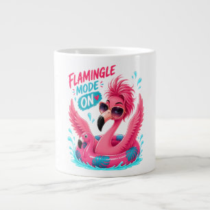 Flamingle Mode On Pink Flamingo Pool Float Summer Giant Coffee Mug