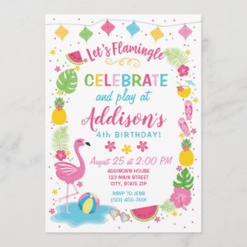 Flamingle Party Birthday Invitation by YourMainEvent at Zazzle